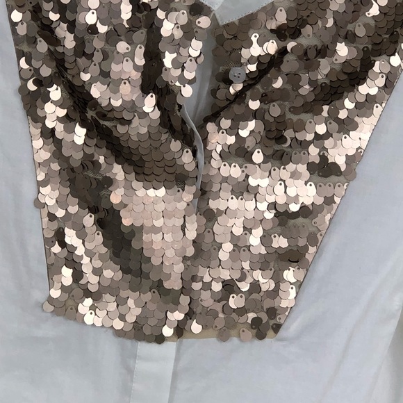 Sundance Gold Sequin Bib White Button Down XS - Picture 3 of 8